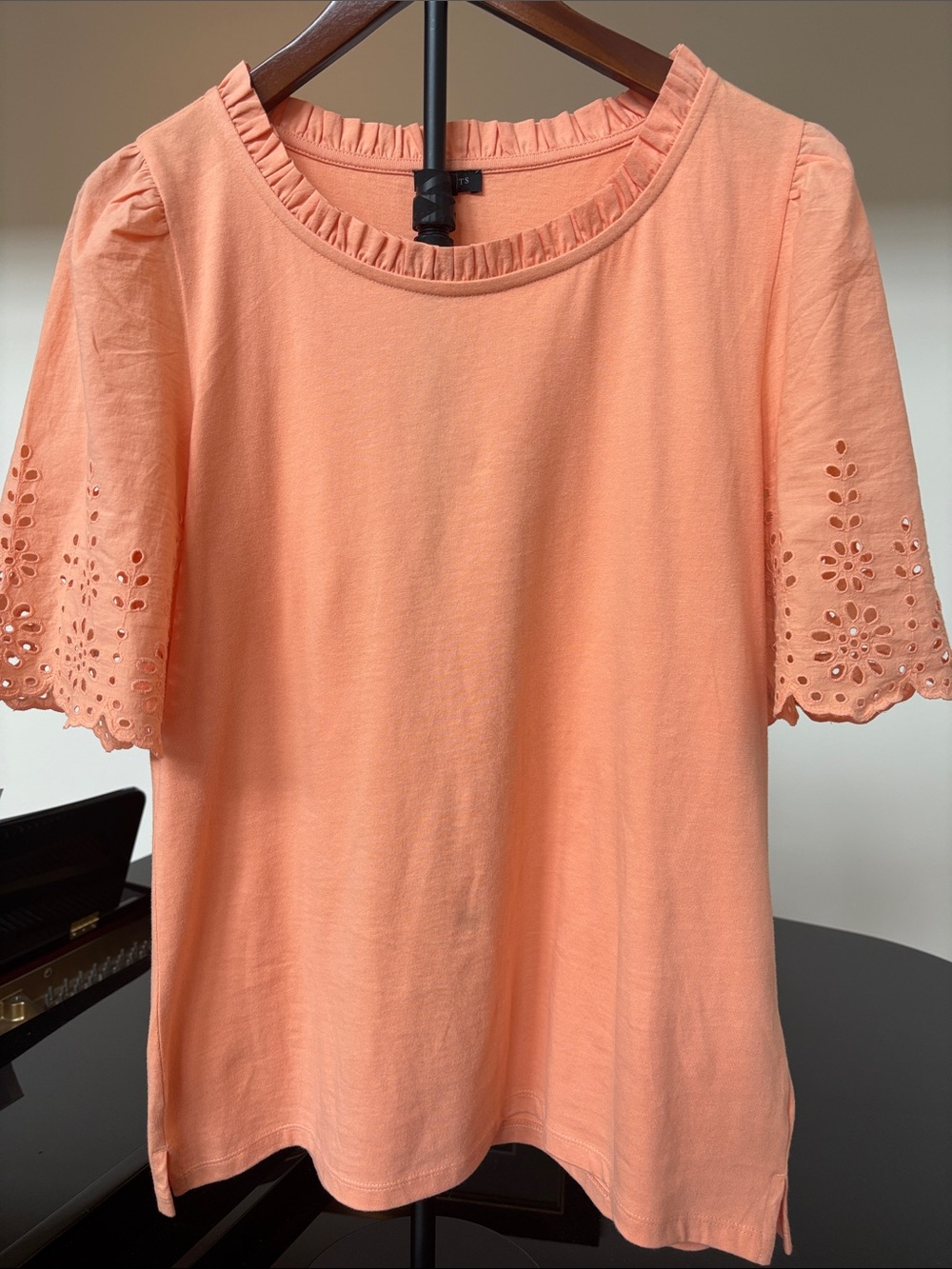 Talbots Women's Peach Eyelet Sleeve Top